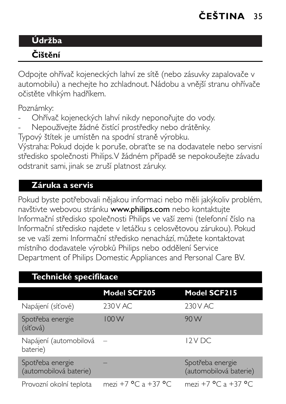 Philips SCF215 User Manual | Page 35 / 106