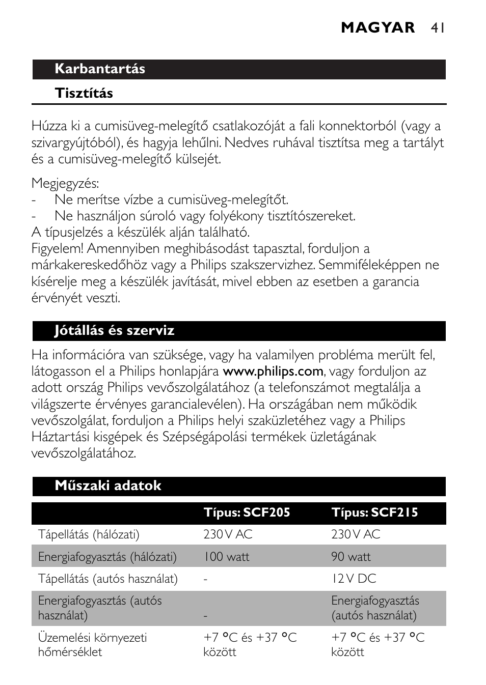 Philips SCF215 User Manual | Page 41 / 106