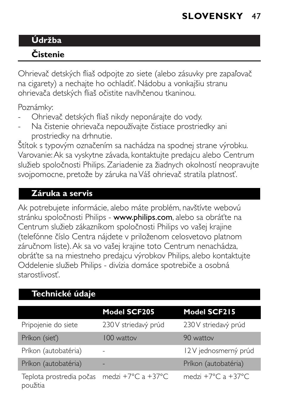 Philips SCF215 User Manual | Page 47 / 106