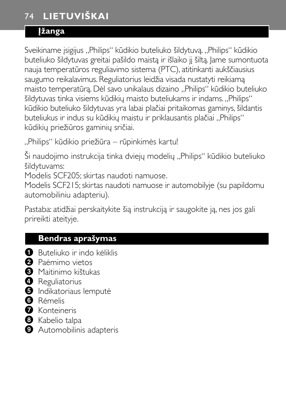 Lietuviškai | Philips SCF215 User Manual | Page 74 / 106