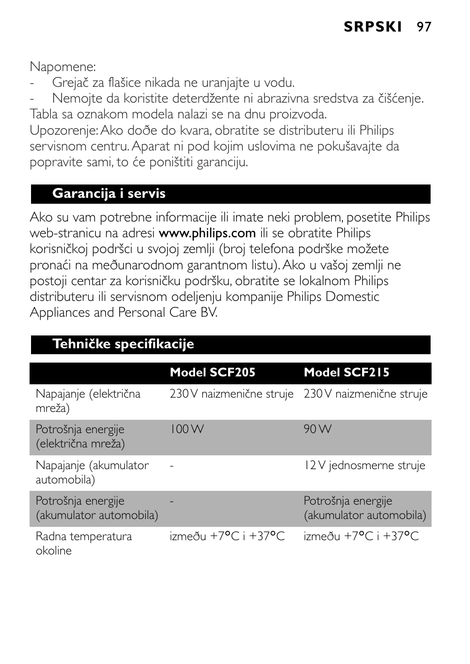 Philips SCF215 User Manual | Page 97 / 106