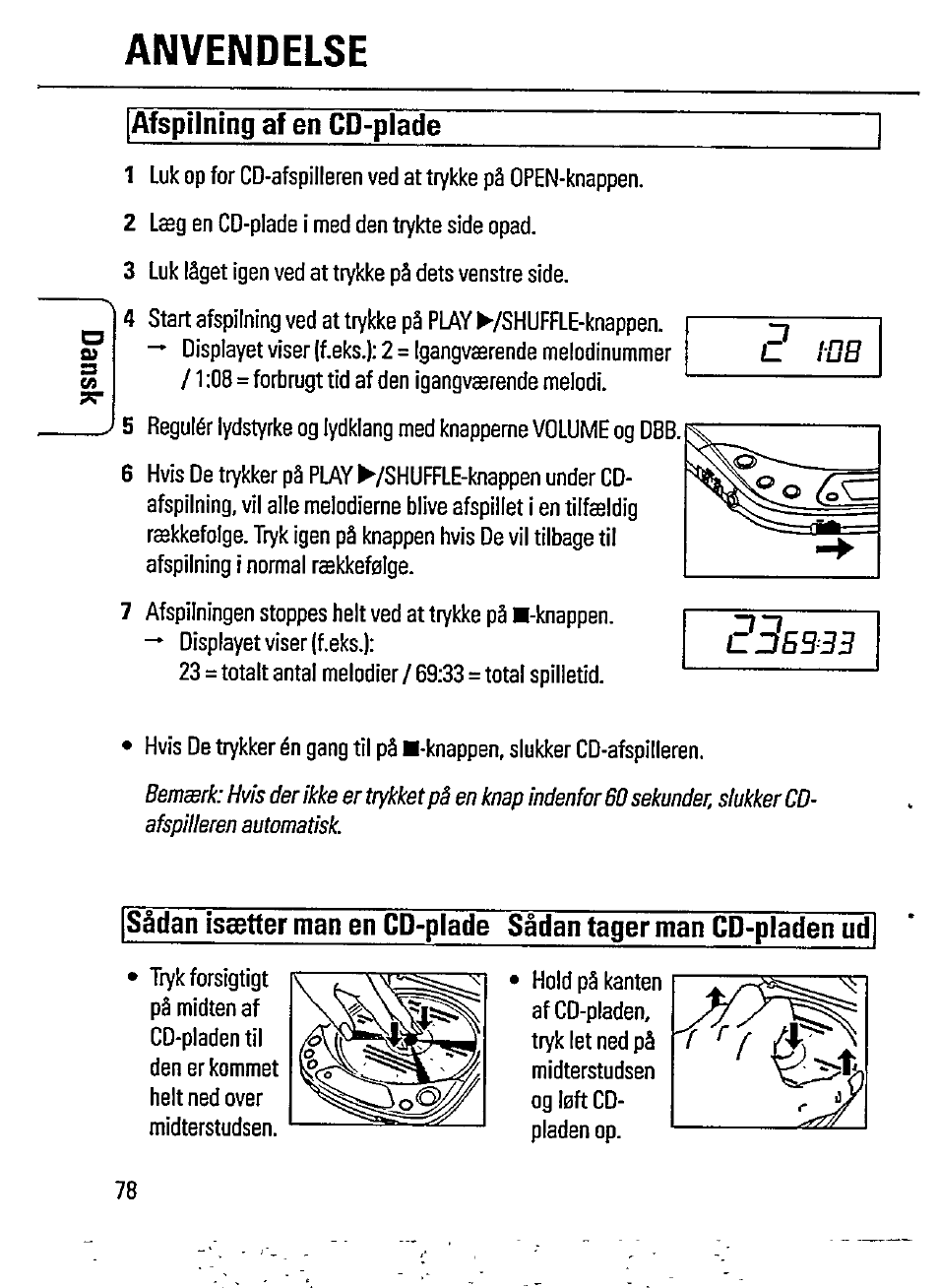 Afspilning af en cd-plade, Anvendelse | Philips AZ 7162 User Manual | Page 8 / 20