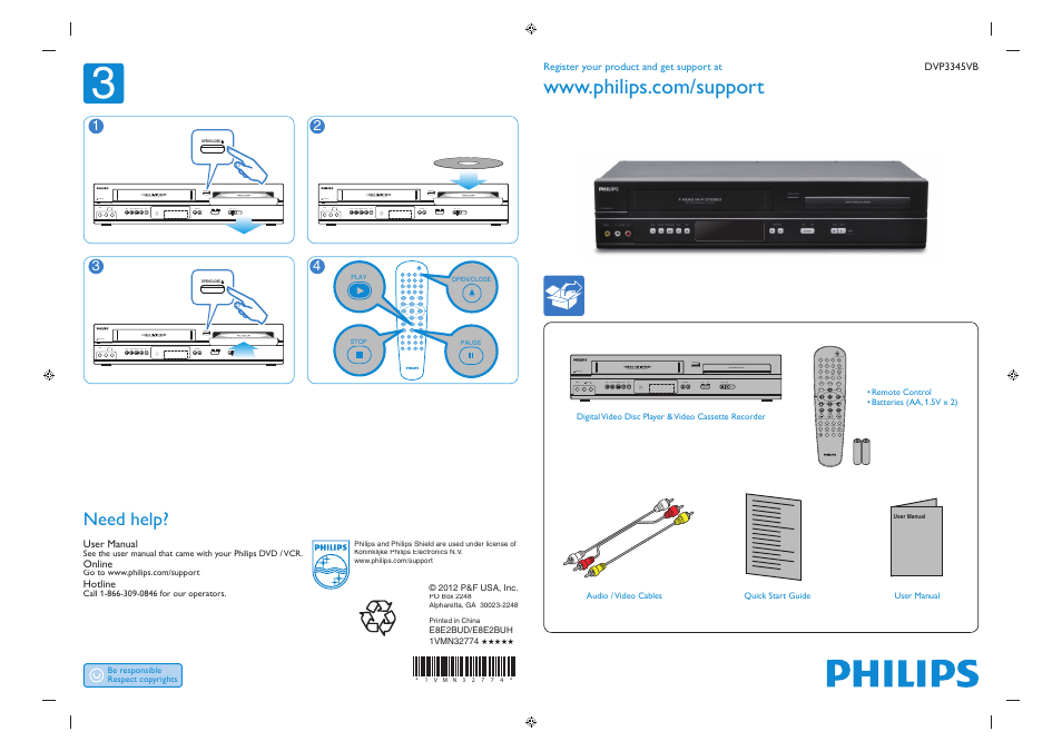 Philips DVP3345VB/F7 User Manual | 2 pages