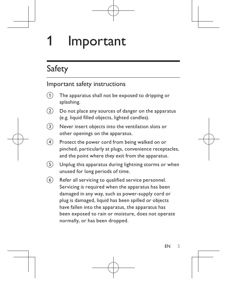 1 important, Safety | Philips AJB3552/05 User Manual | Page 4 / 33