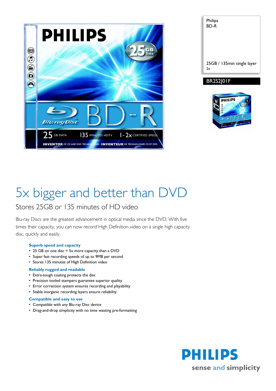 Philips BR2S2J01F User Manual | 2 pages