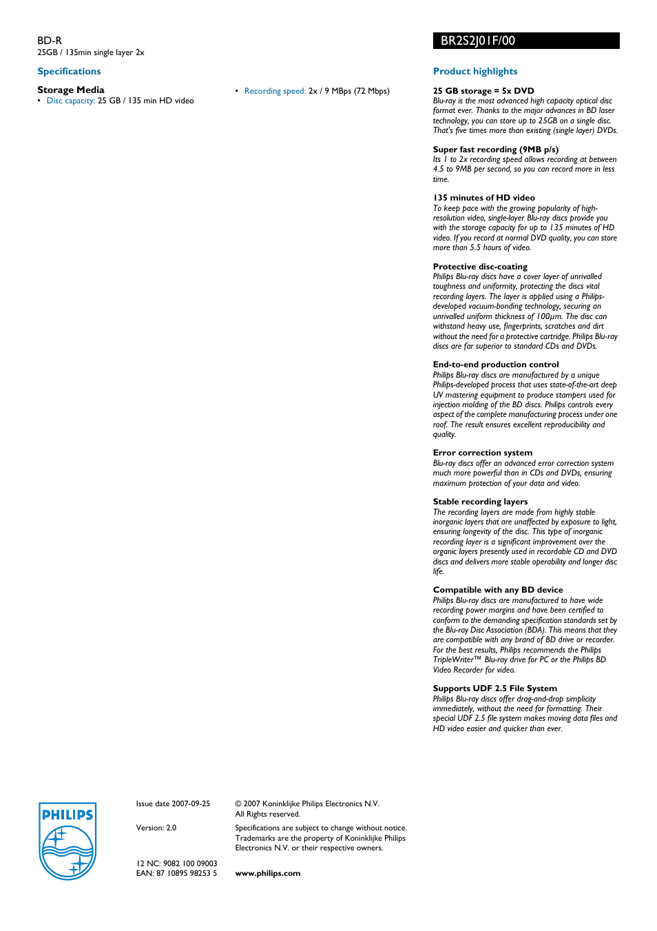 Philips BR2S2J01F User Manual | Page 2 / 2