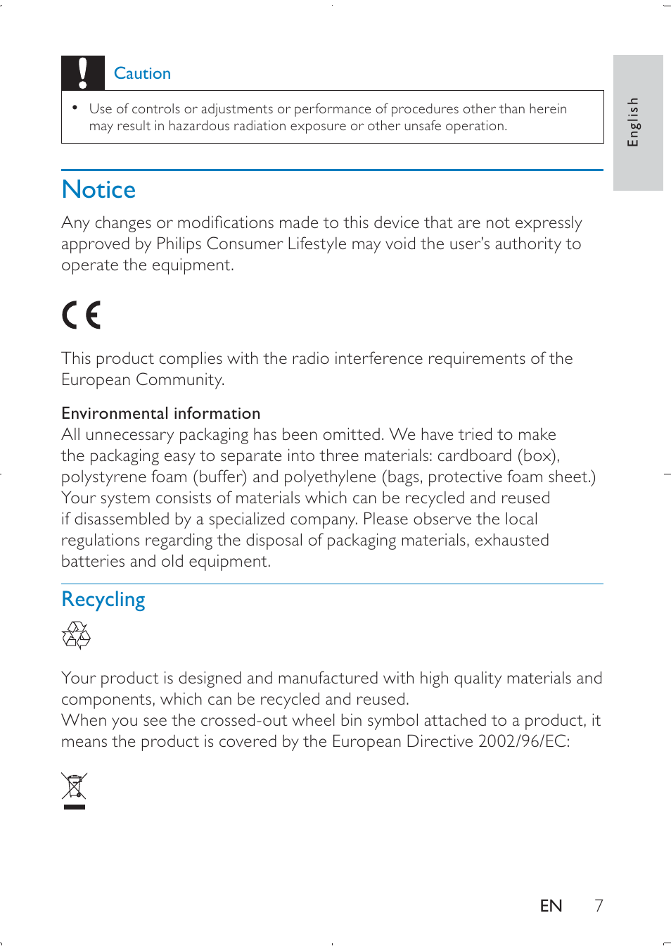 Notice | Philips PD709/12 User Manual | Page 7 / 20