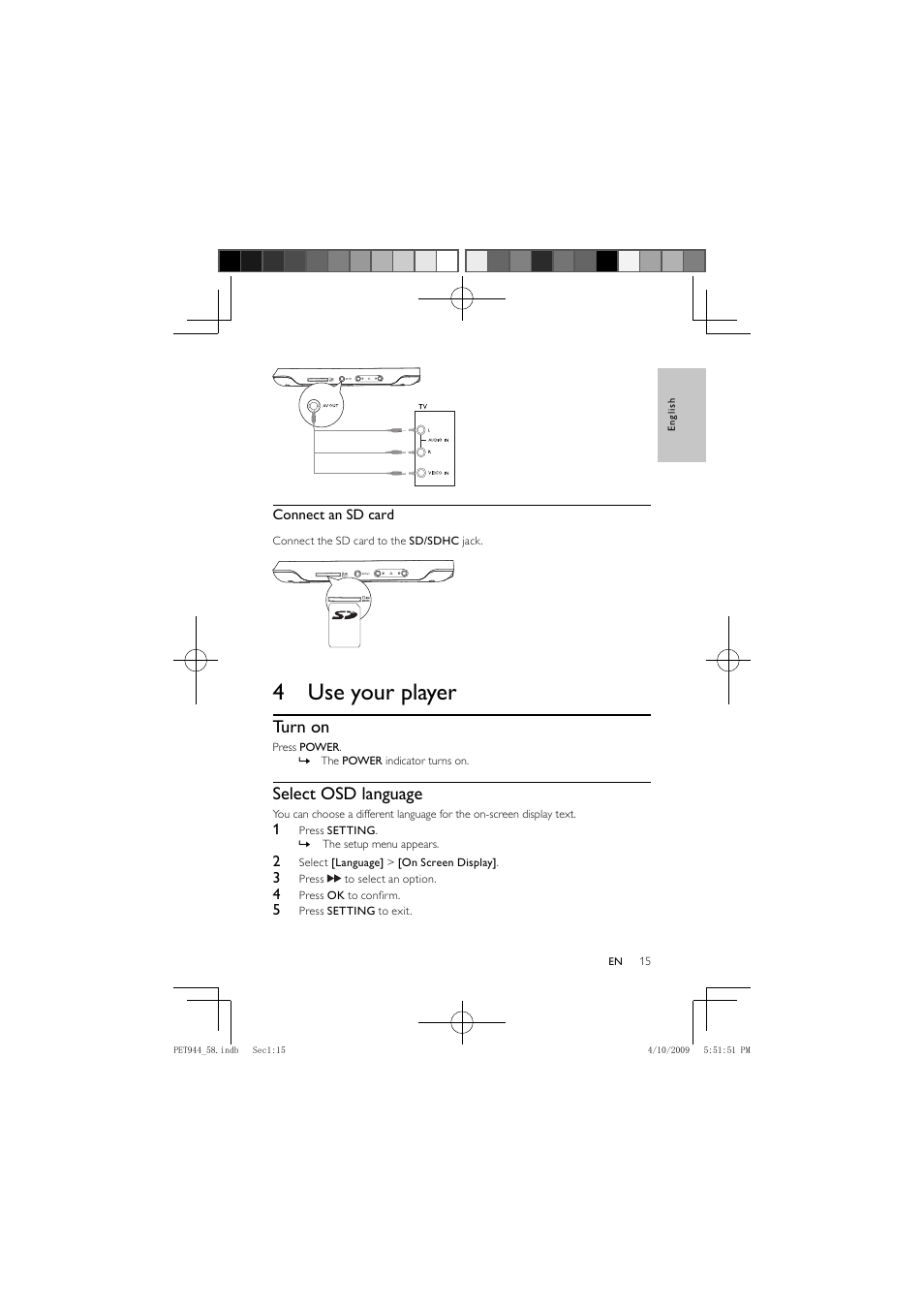 4 use your player | Philips PET944 User Manual | Page 14 / 20