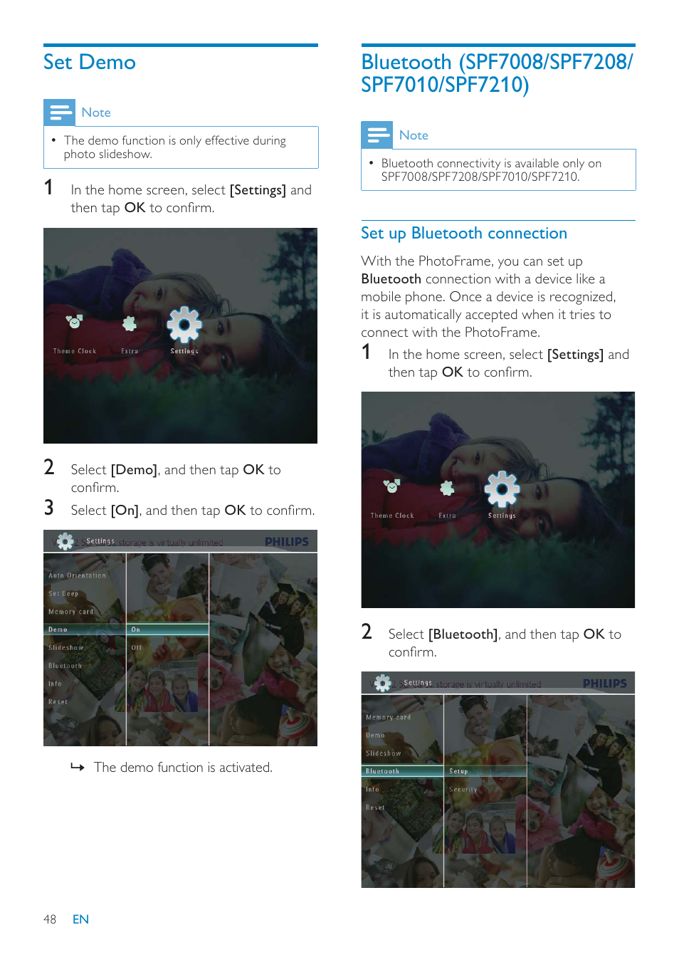 Set demo | Philips SPF7010 User Manual | Page 48 / 60