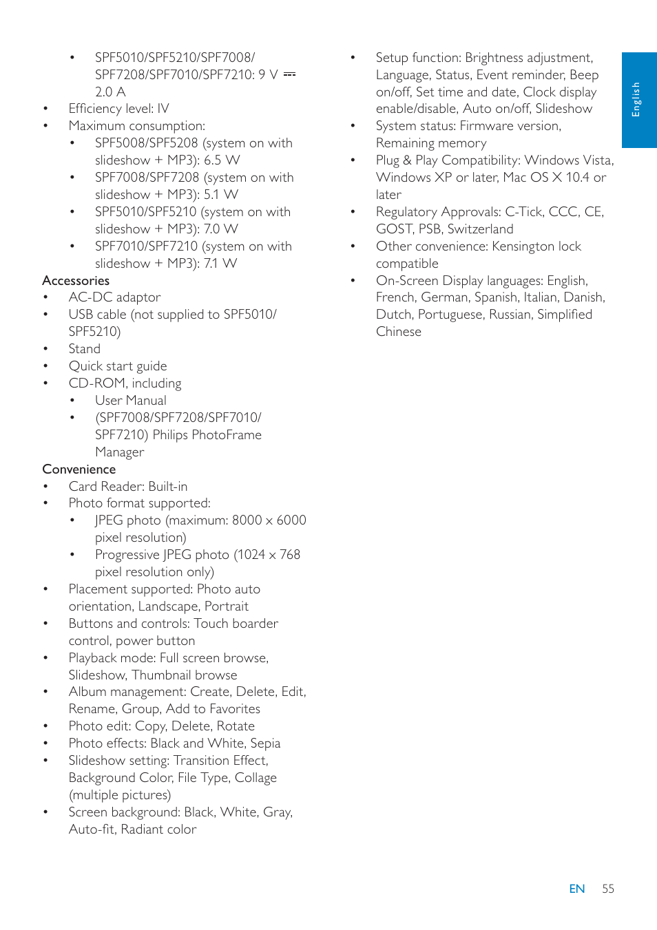 Philips SPF7010 User Manual | Page 55 / 60