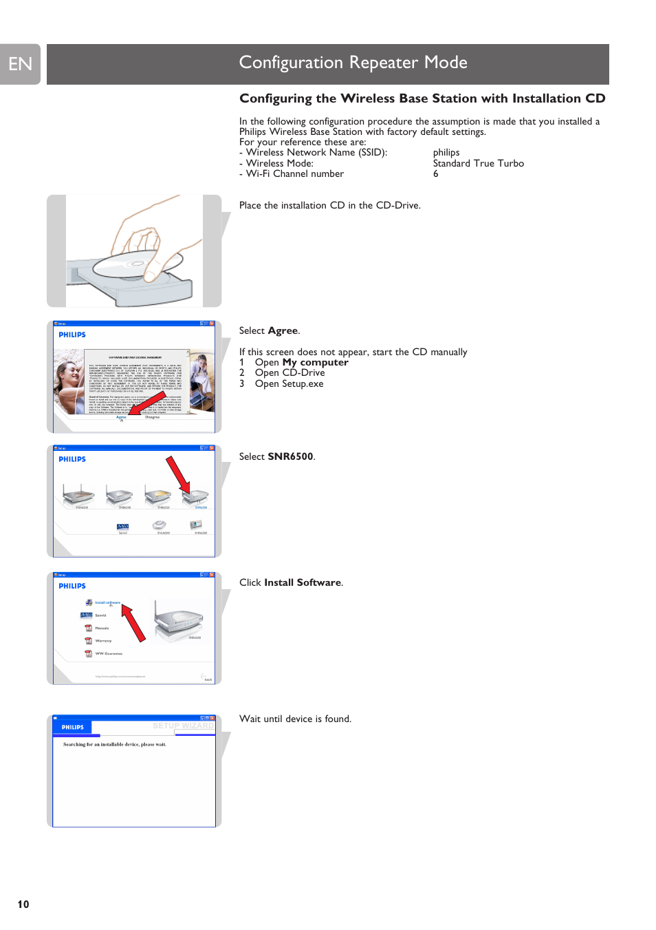 Configuration repeater mode | Philips SNR6500 User Manual | Page 9 / 42