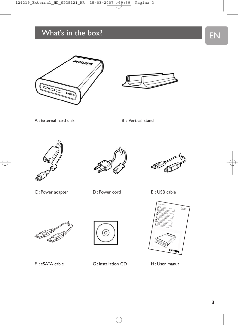 What's in the box, What’s in the box | Philips SPD5121 User Manual | Page 3 / 106