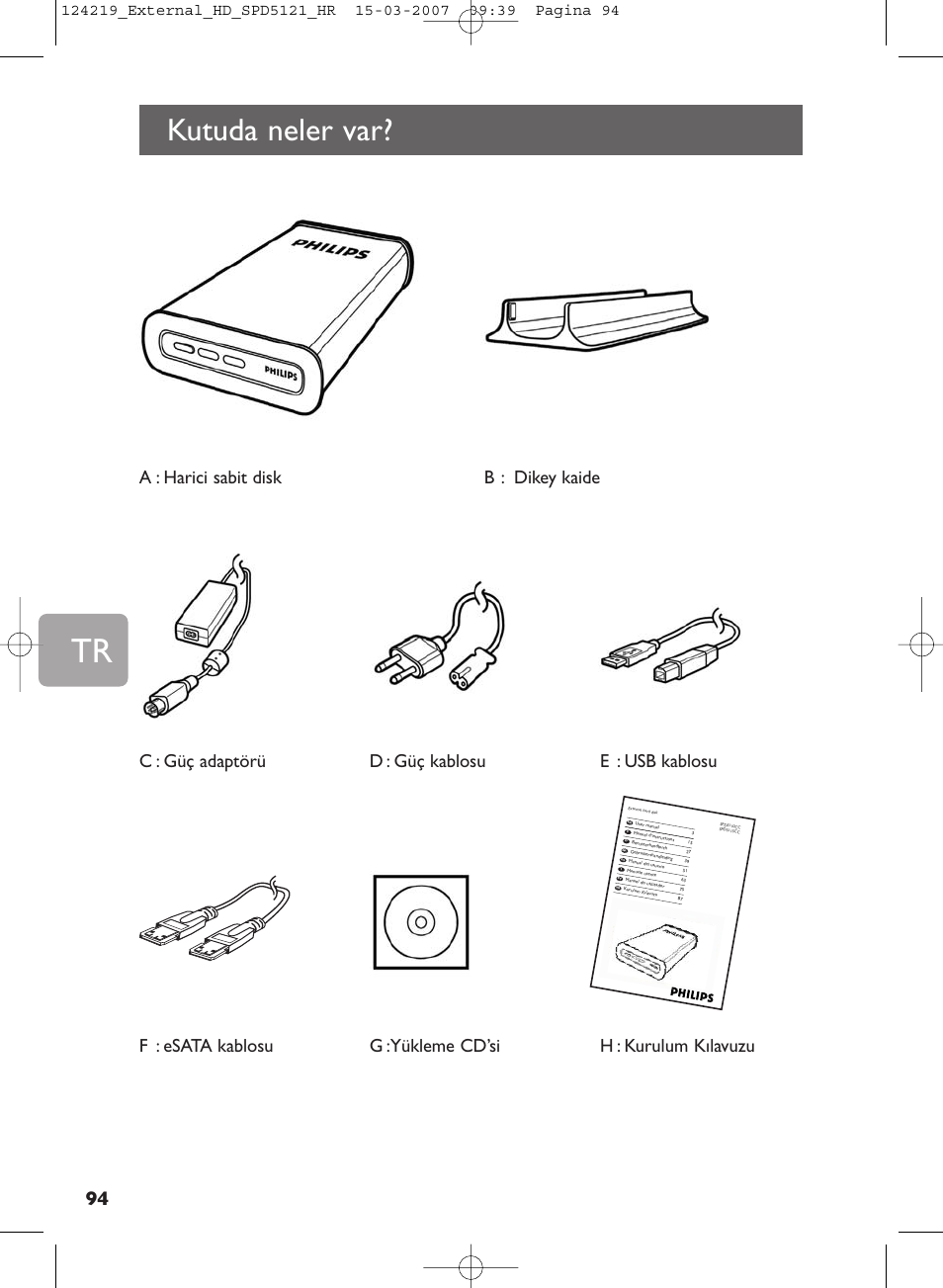 Kutuda neler var | Philips SPD5121 User Manual | Page 94 / 106