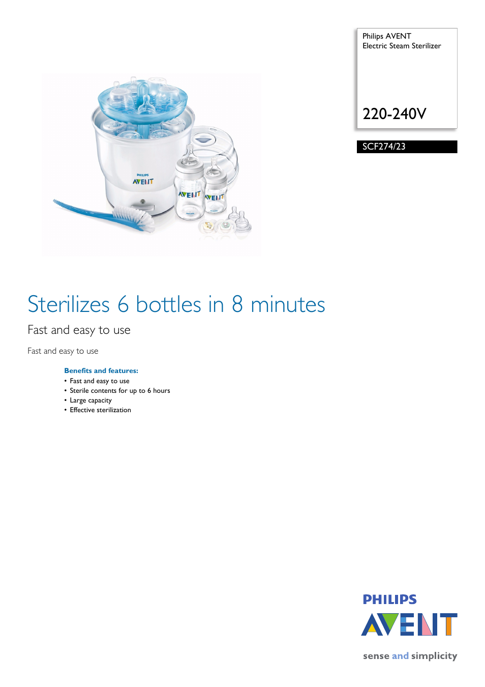 Philips Avent SCF274/23 User Manual | 2 pages