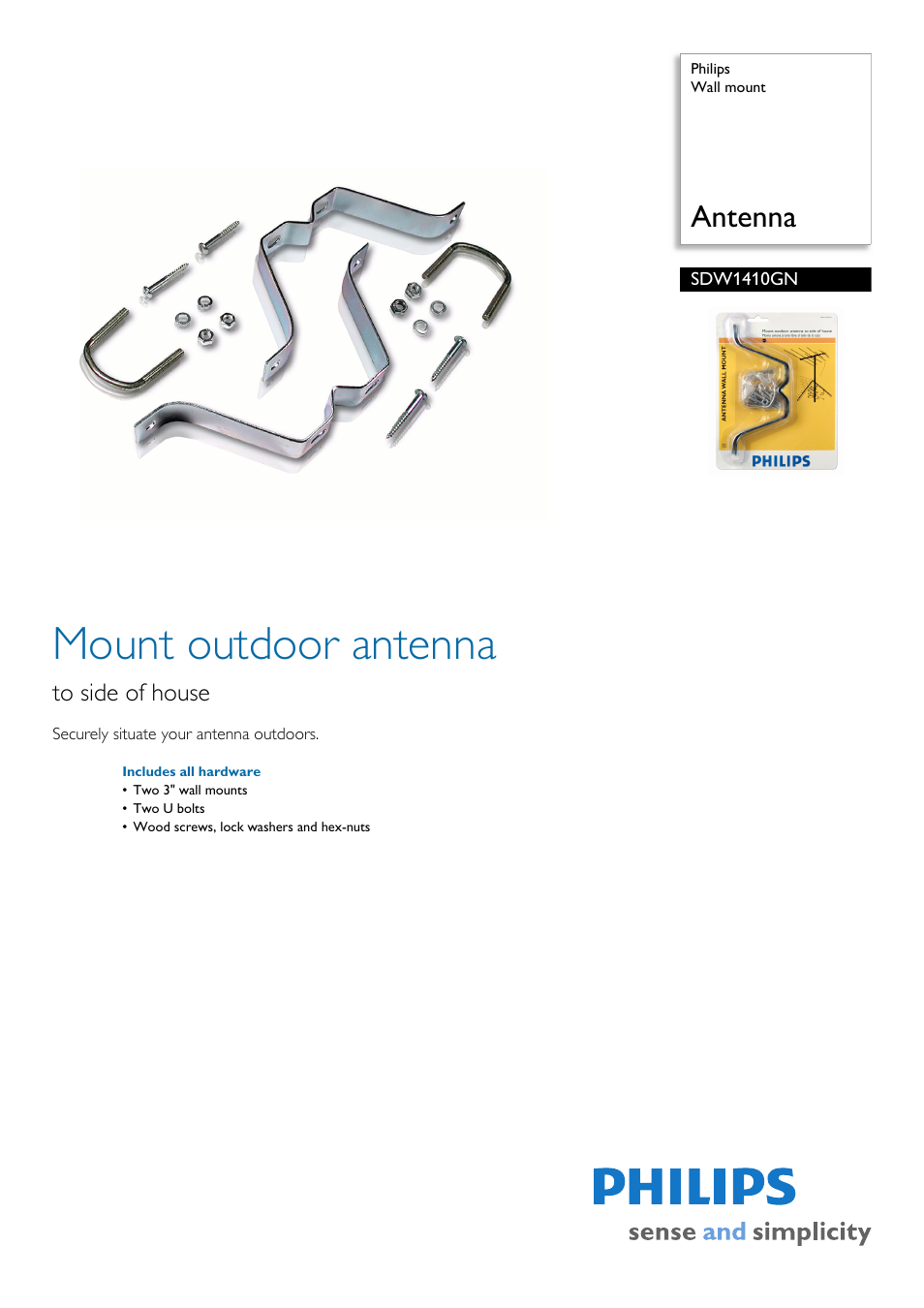 Philips MOUNT OUTDOOR ANTENNA SDW1410GN User Manual | 2 pages