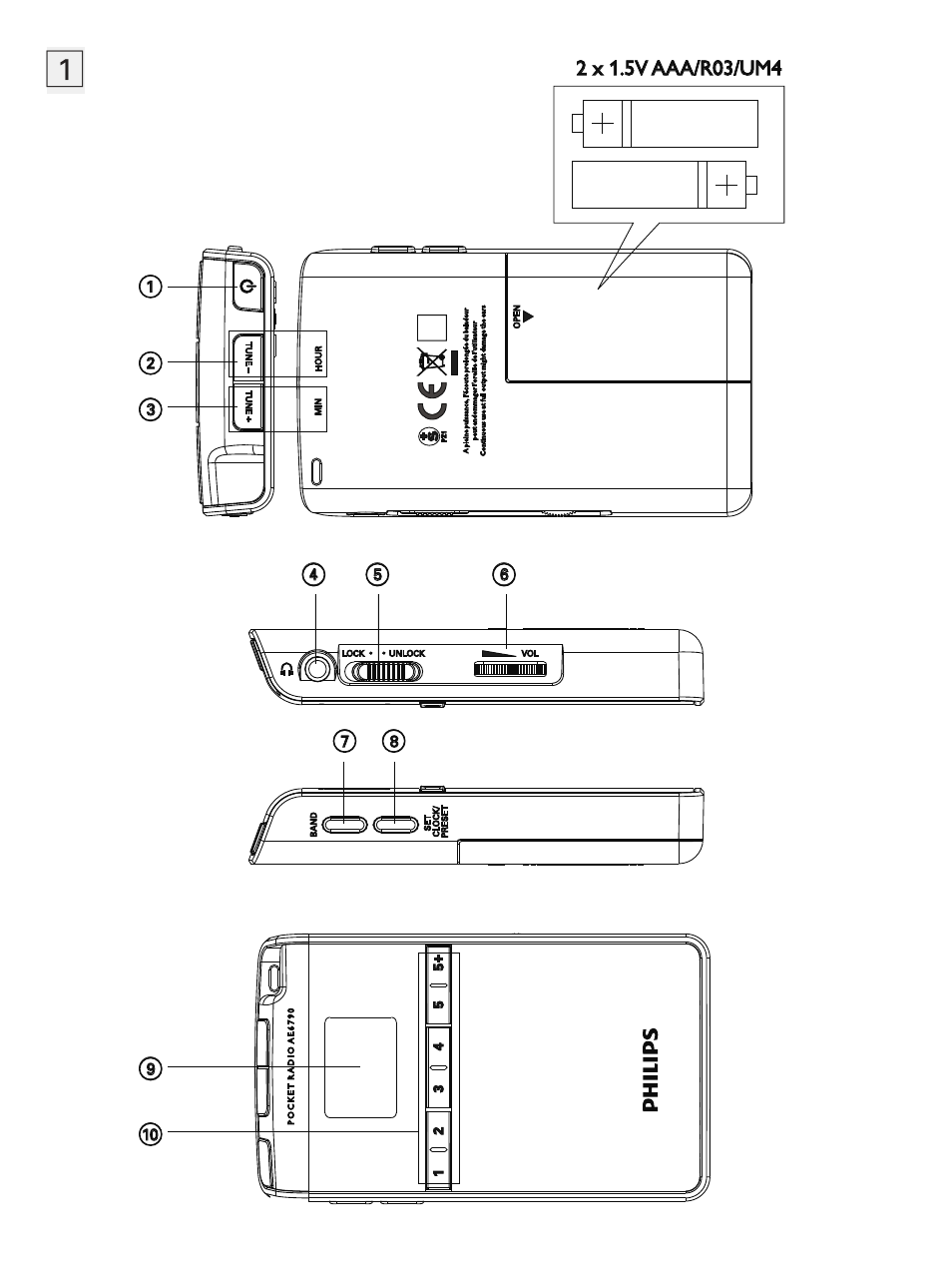 Portable radio | Philips AE6790 User Manual | Page 2 / 10