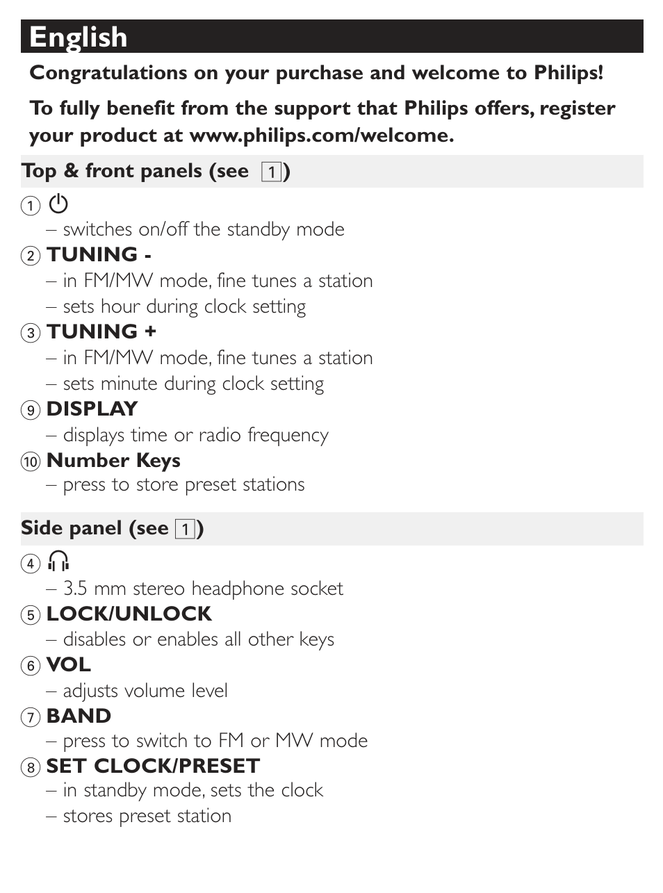 English | Philips AE6790 User Manual | Page 3 / 10