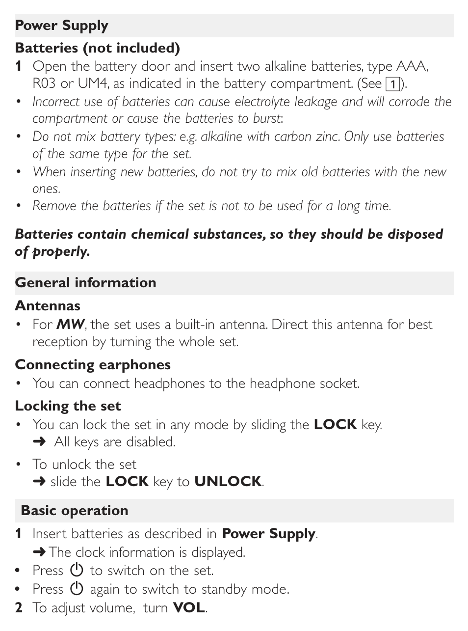 English | Philips AE6790 User Manual | Page 5 / 10