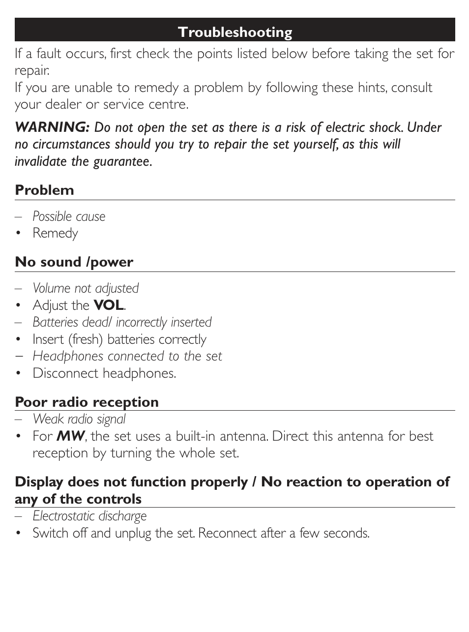 English | Philips AE6790 User Manual | Page 6 / 10