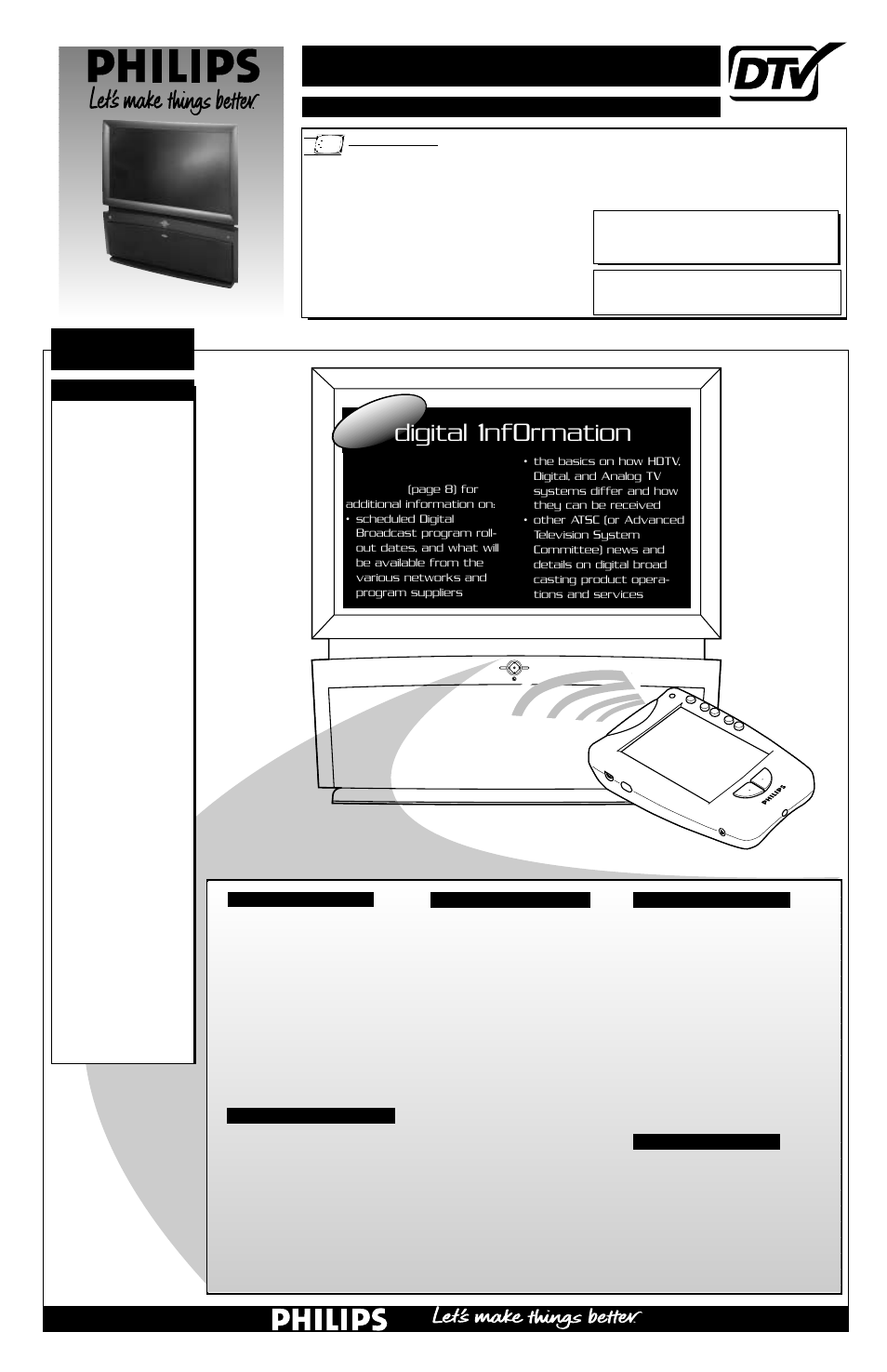 Philips Projection Television User Manual | 9 pages