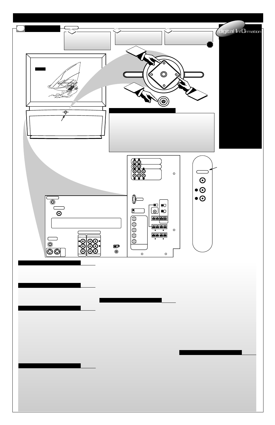 Dptv d, Escription of, Ontrols and | Peration dptv, Digital, Source exit up ch ch down + vol vol – m, Rmation | Philips Projection Television User Manual | Page 2 / 9