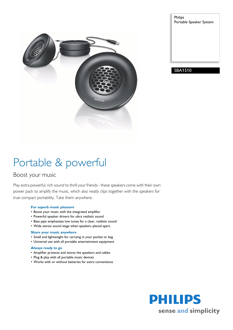 Philips SBA1510 User Manual | 2 pages