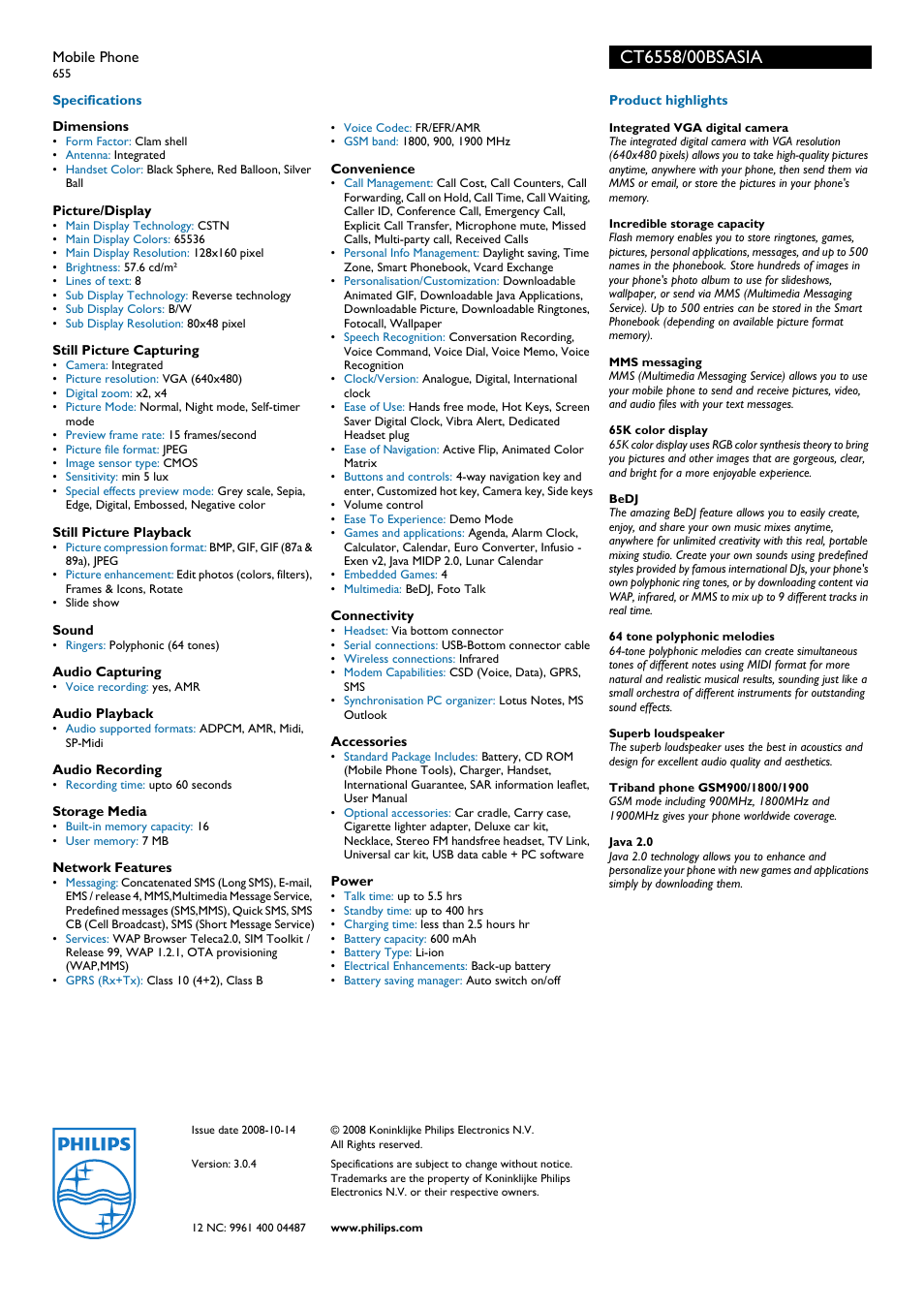 Philips CT6558 User Manual | Page 2 / 2