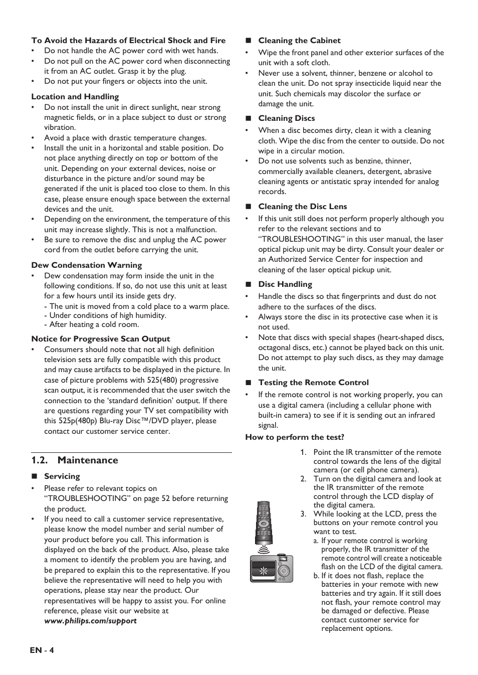 Maintenance | Philips HTS5506/F8 User Manual | Page 4 / 68