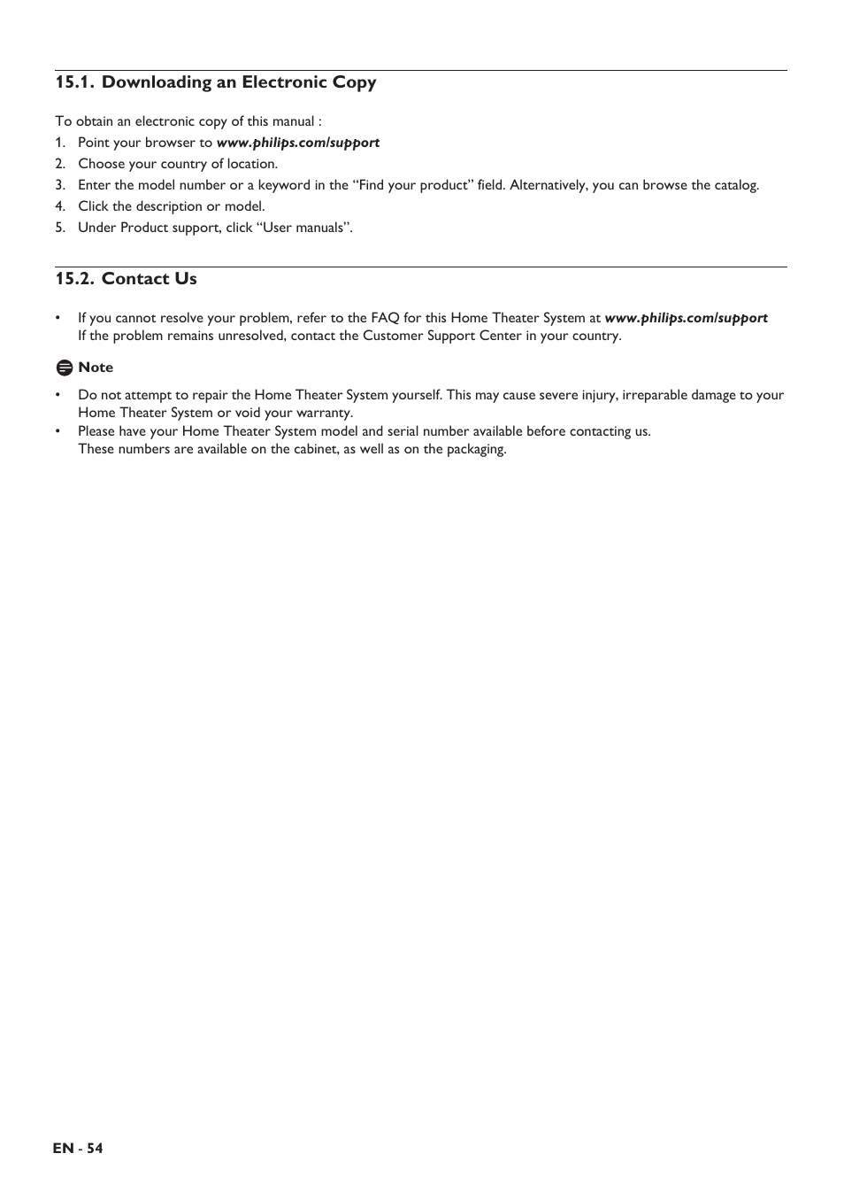 Downloading an electronic copy, Contact us, Hing active source mode | Philips HTS5506/F8 User Manual | Page 54 / 68