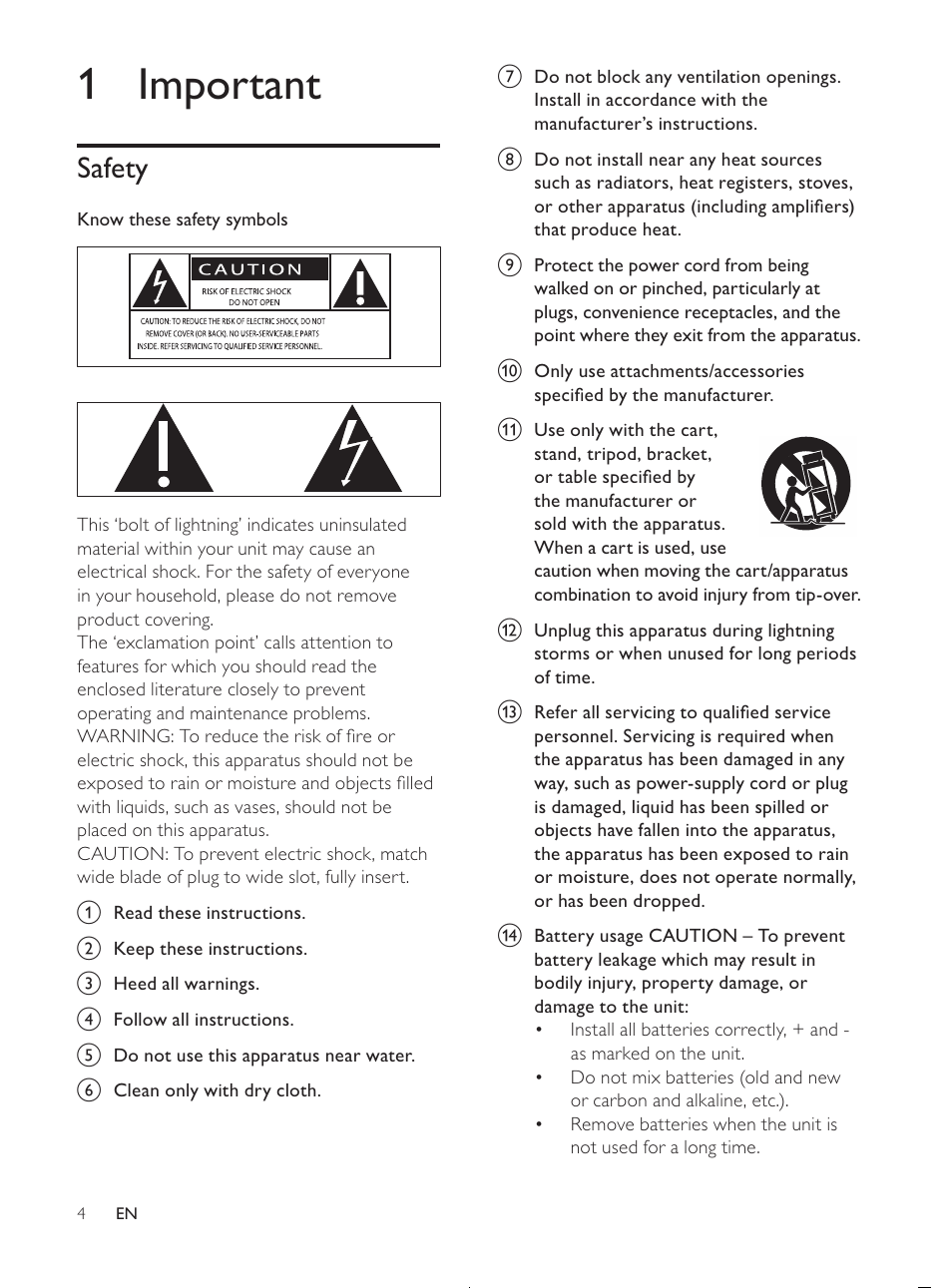 1 important, Safety | Philips MCD107/98 User Manual | Page 3 / 28