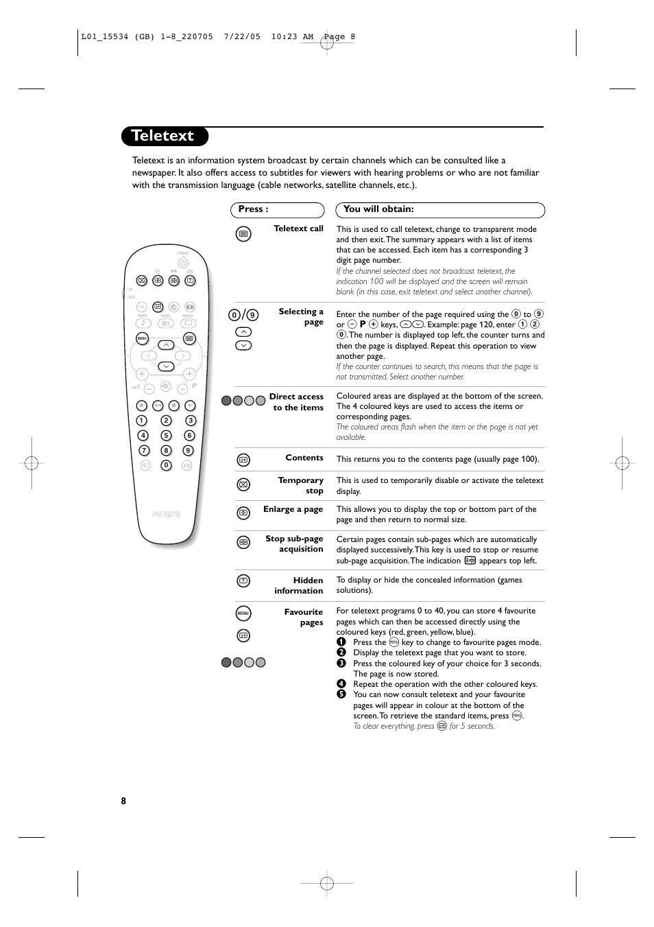 Teletext | Philips 14PT2666/58 User Manual | Page 12 / 17