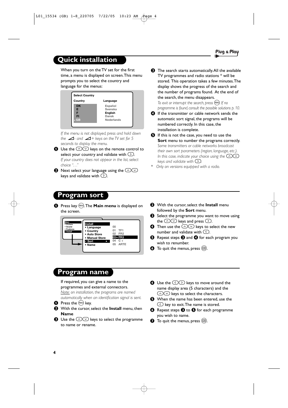 Quick installation program sort program name | Philips 14PT2666/58 User Manual | Page 8 / 17