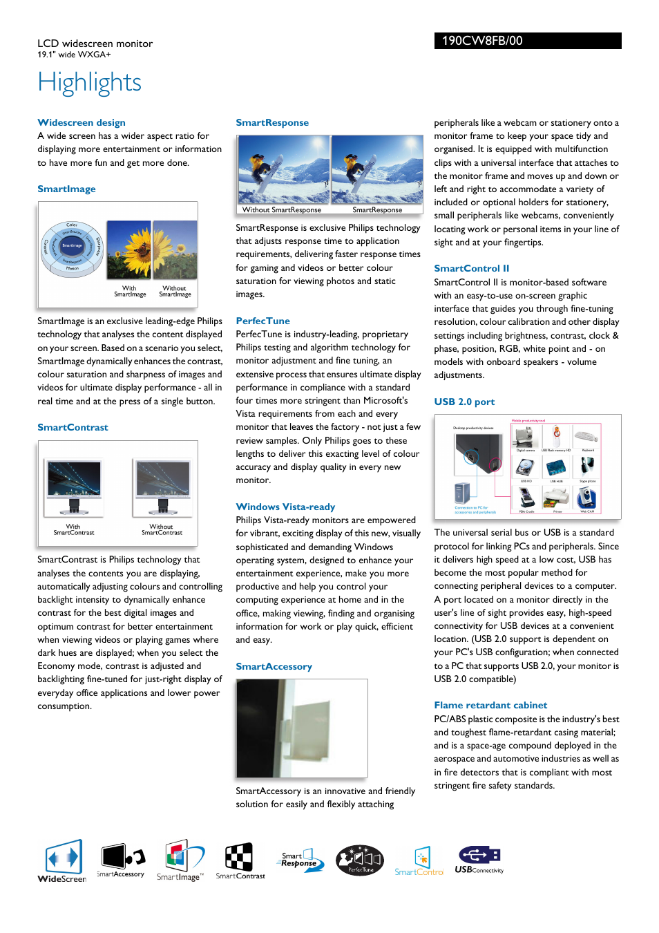 Highlights | Philips WXGA+ 190CW8FB/00LCD User Manual | Page 2 / 3