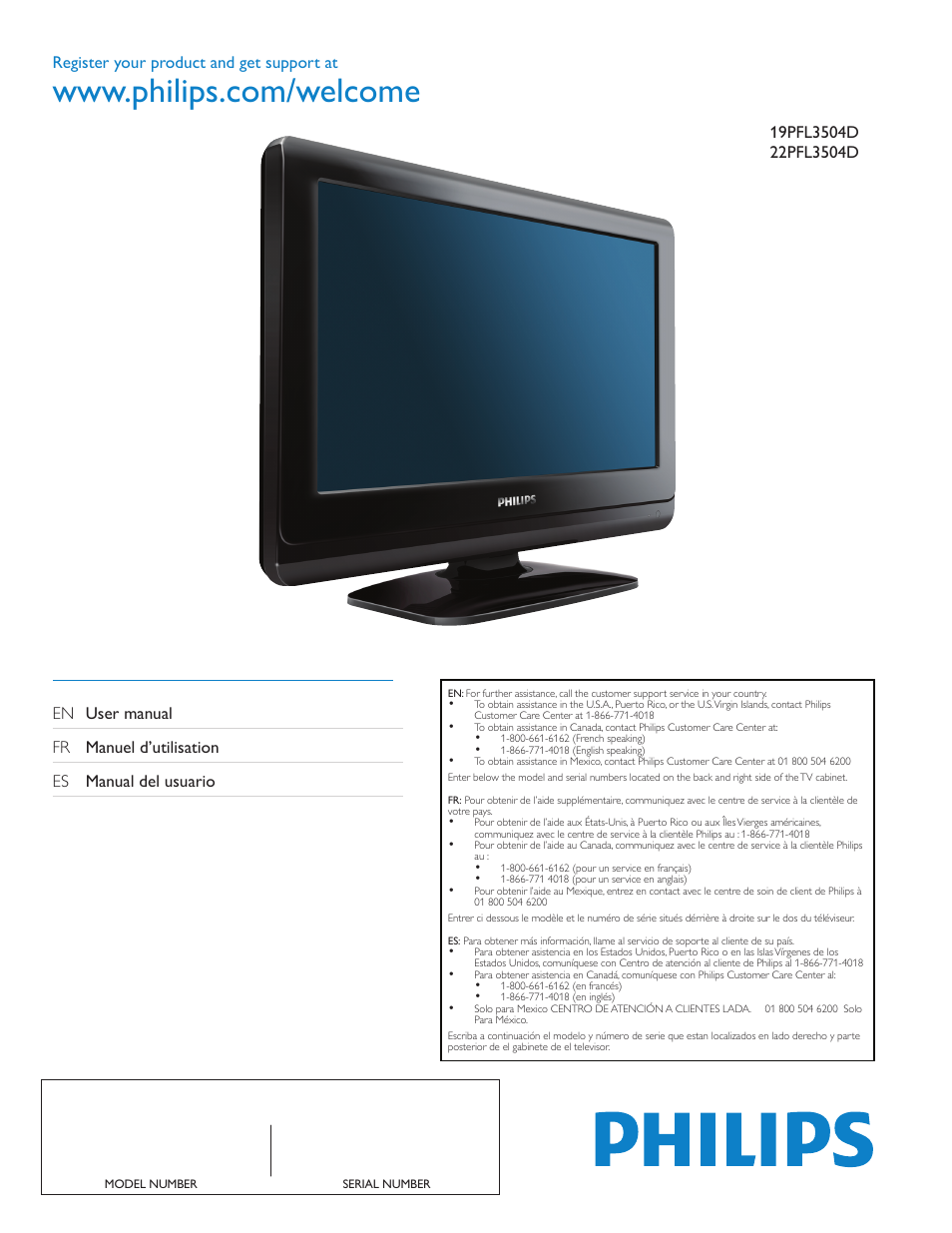 Philips 19PFL3504D User Manual | 34 pages