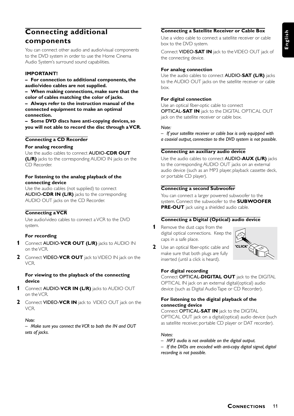 Connecting additional components | Philips MX5000/37 User Manual | Page 13 / 27