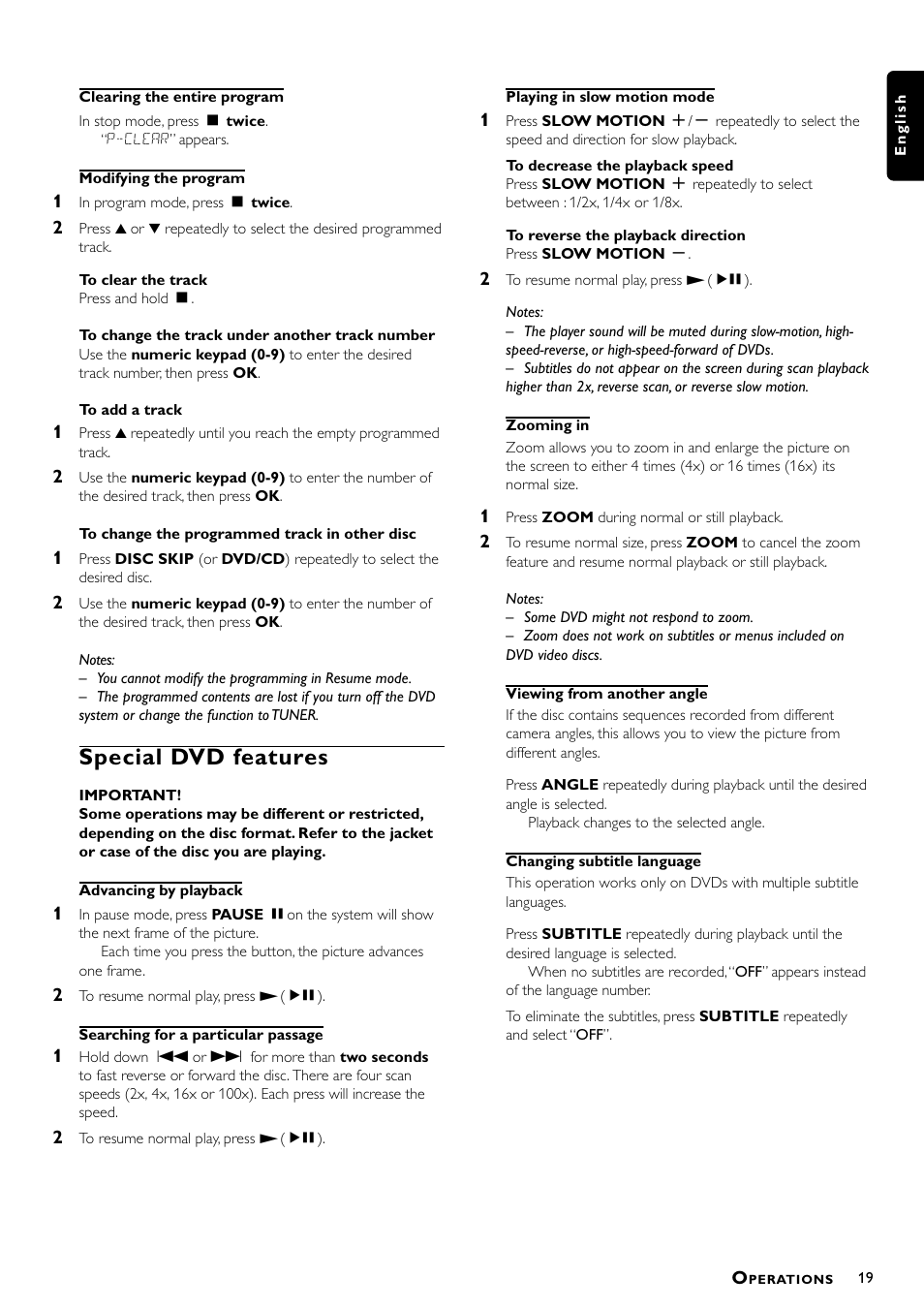 Special dvd features | Philips MX5000/37 User Manual | Page 21 / 27