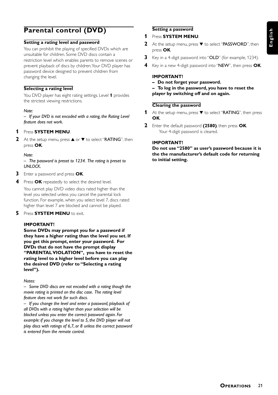 Parental control (dvd) | Philips MX5000/37 User Manual | Page 23 / 27