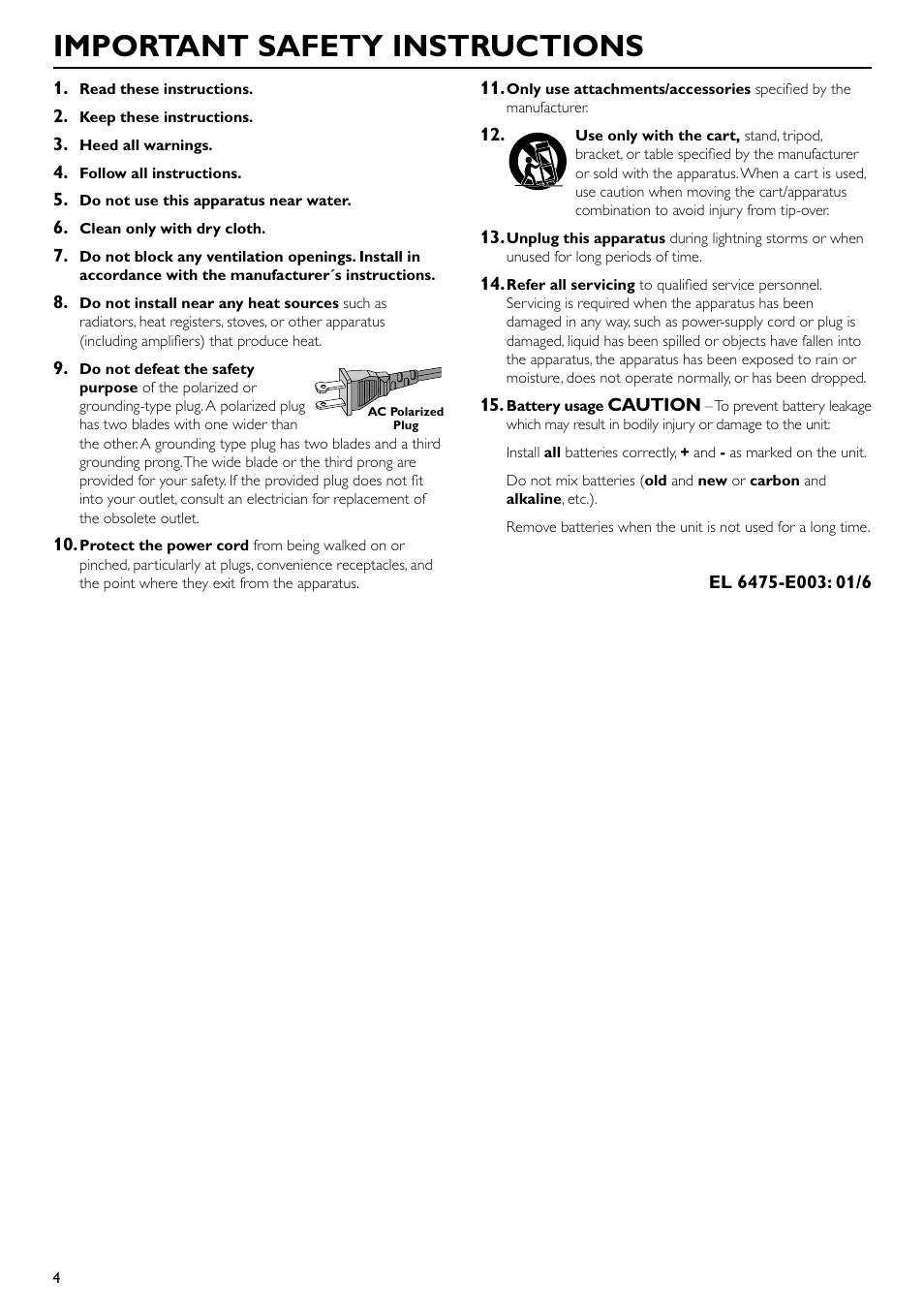 Important safety instructions | Philips MX5000/37 User Manual | Page 6 / 27