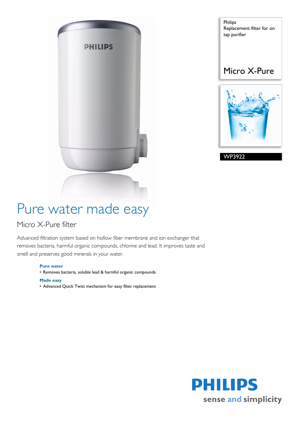Philips WP3922 User Manual | 2 pages