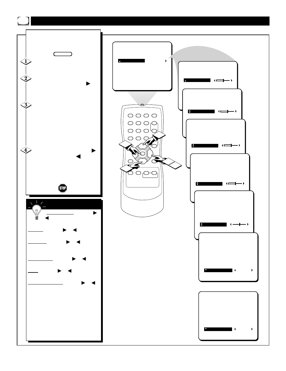 Tv p, Djusting the, Icture | Philips 19PR21C1 User Manual | Page 14 / 36