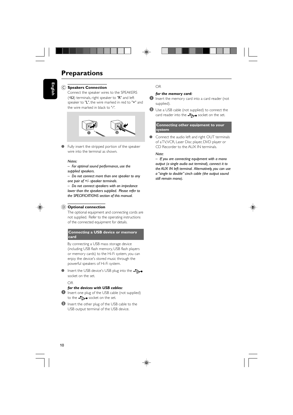 Preparations | Philips MCM710 User Manual | Page 10 / 26