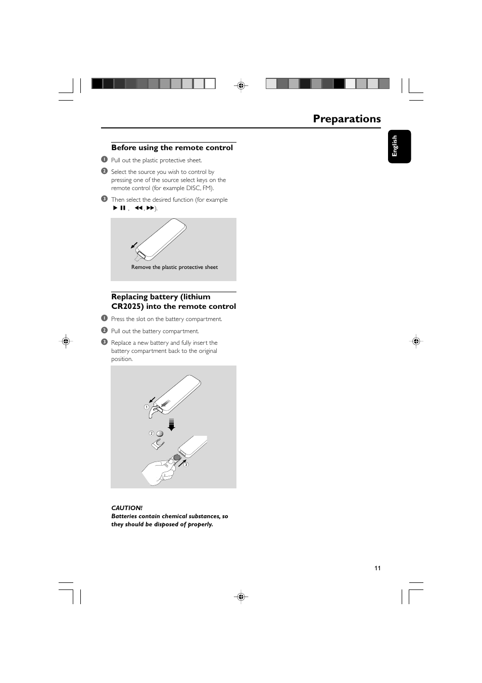 Preparations | Philips MCM710 User Manual | Page 11 / 26