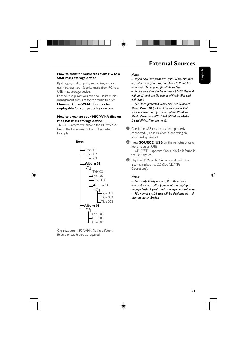 External sources | Philips MCM710 User Manual | Page 21 / 26