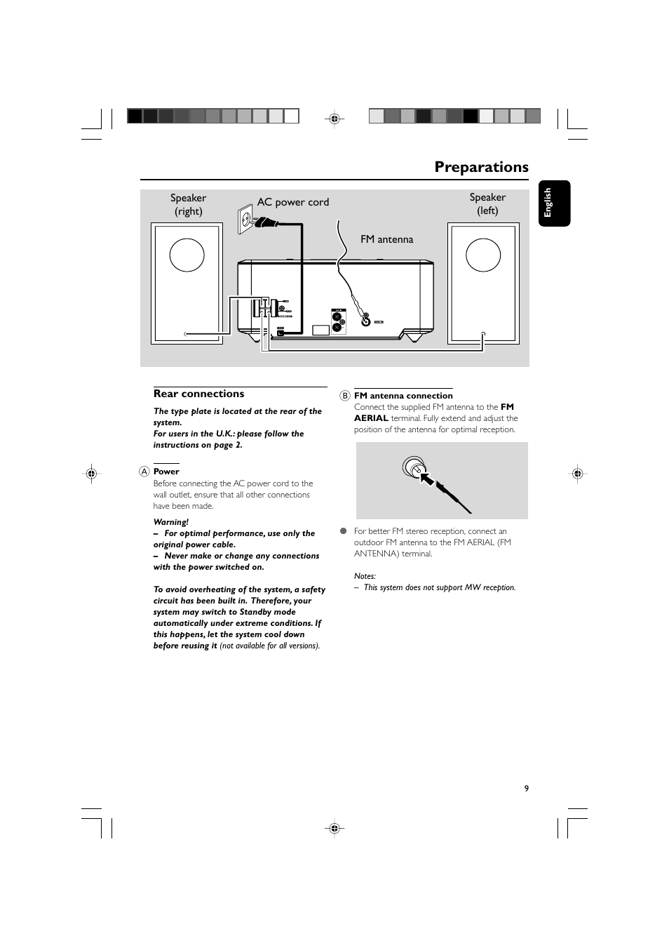Preparations | Philips MCM710 User Manual | Page 9 / 26