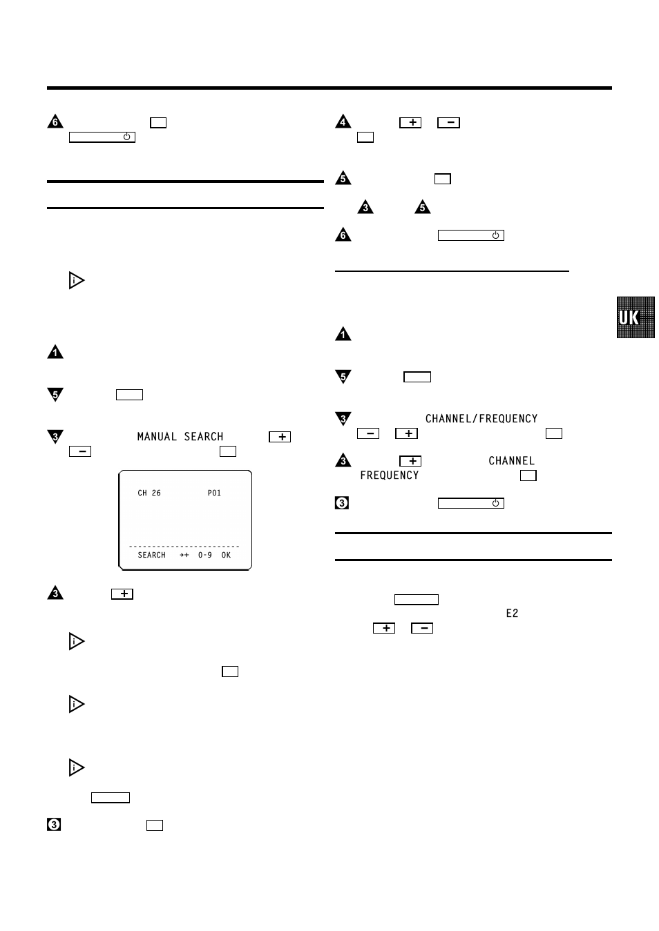 Manual tv channel search, Channel number or frequency display, Satellite receiver | Philips VR200/58 User Manual | Page 10 / 26