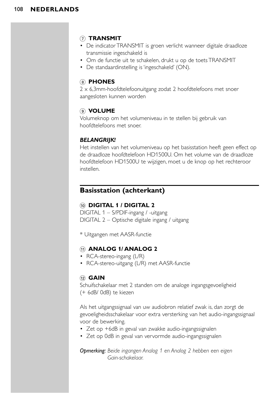 Basisstation (achterkant) | Philips SBCHD1500U User Manual | Page 108 / 229