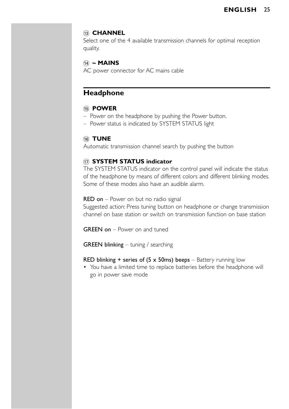 Headphone | Philips SBCHD1500U User Manual | Page 25 / 229