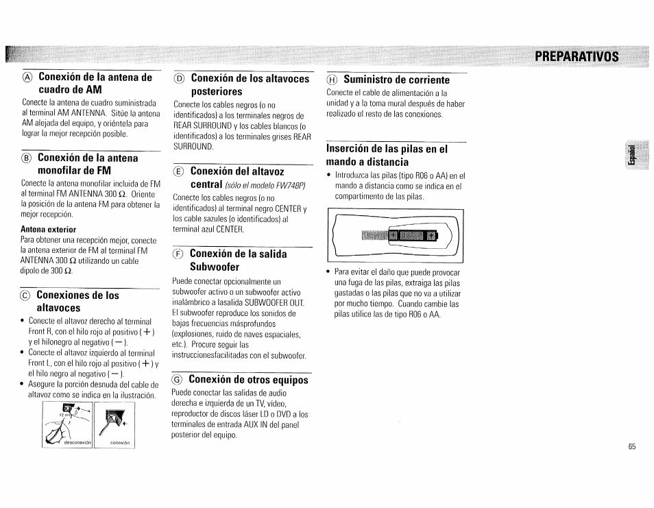 Antena exterior, Preparativos | Philips FW540C User Manual | Page 65 / 86