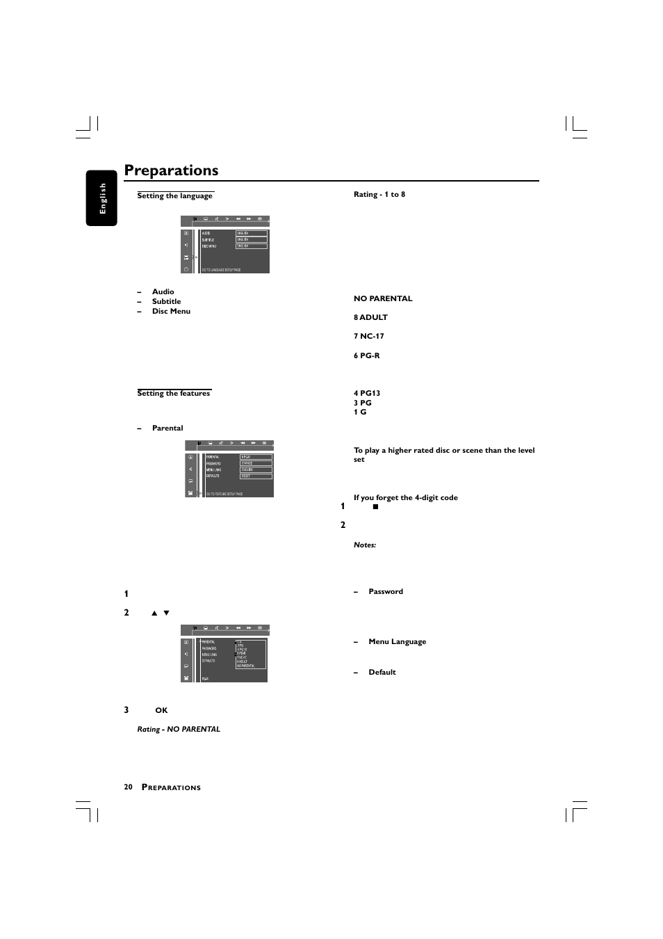 Preparations | Philips LX3750 User Manual | Page 20 / 33