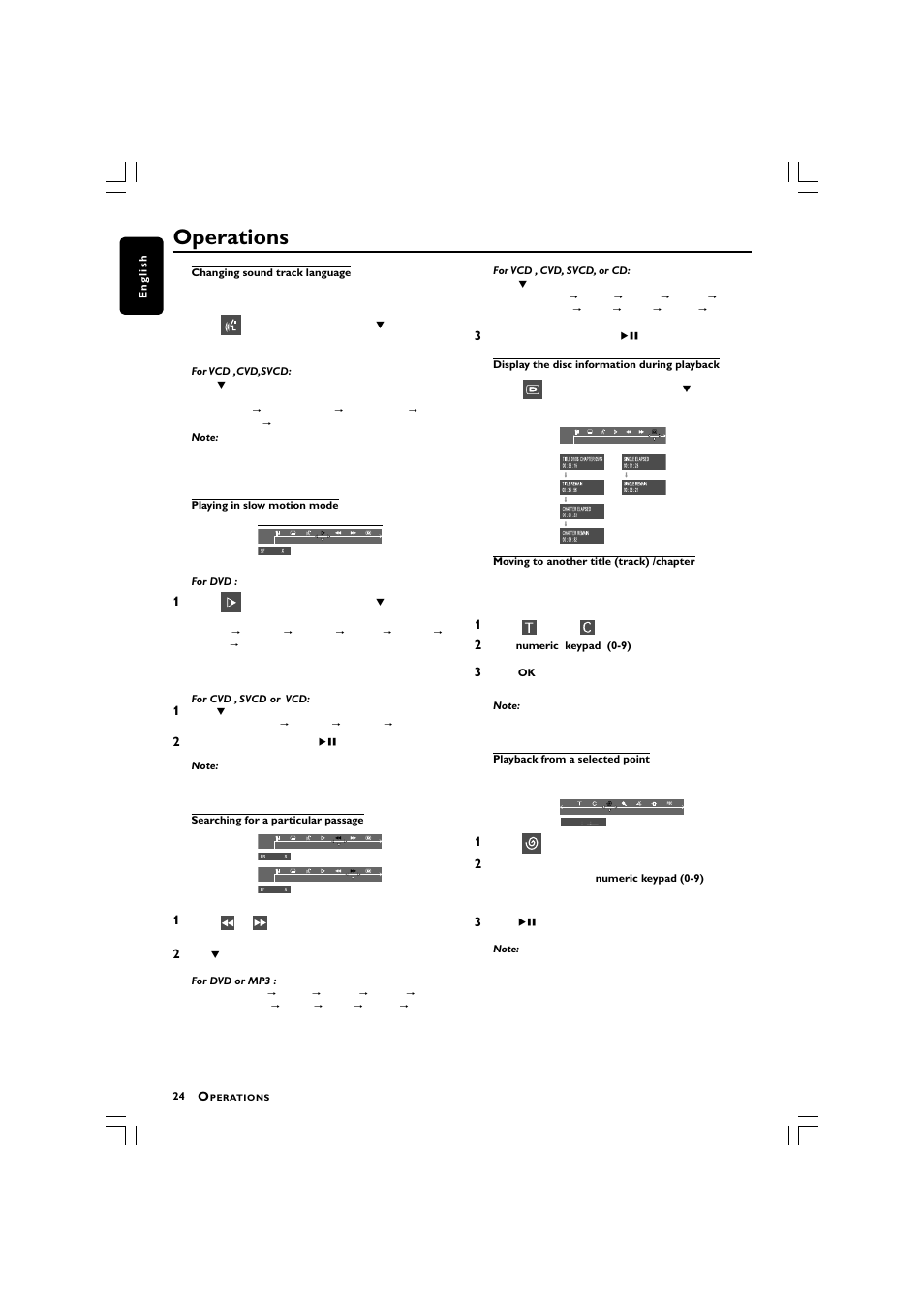 Operations | Philips LX3750 User Manual | Page 24 / 33